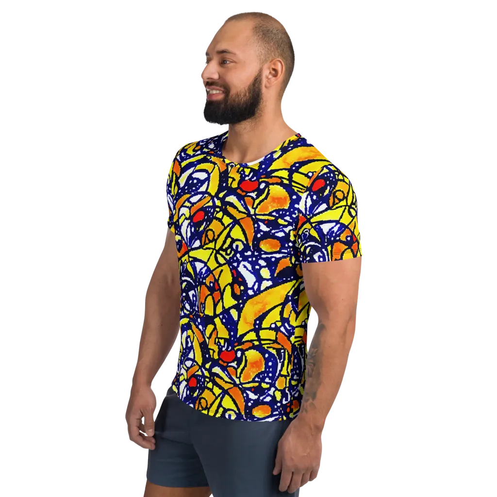 Electric Sunburst on Men's Athletic T-Shirt — Left