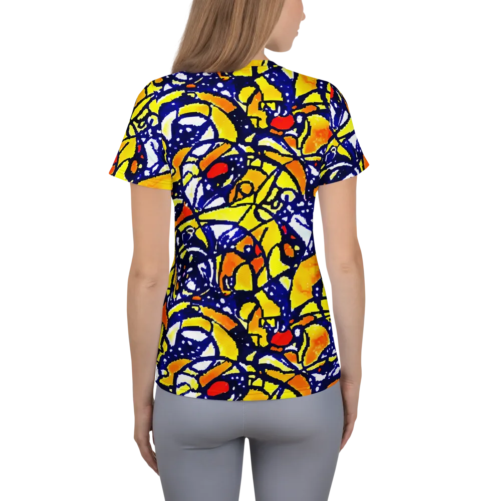 Electric Sunburst on Women's Athletic T-Shirt — Back
