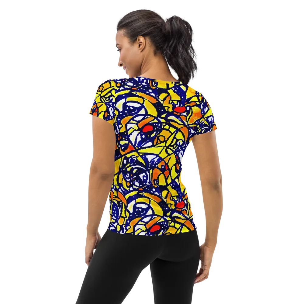 Electric Sunburst on Women's Athletic T-Shirt — Back