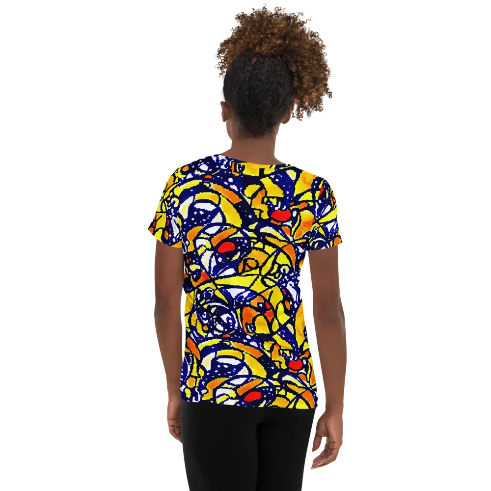 Electric Sunburst on Women's Athletic T-Shirt — Back