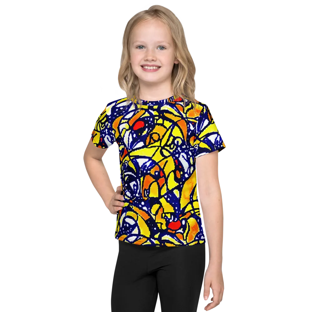 Electric Sunburst on Kids Crew Neck T-Shirt — Front
