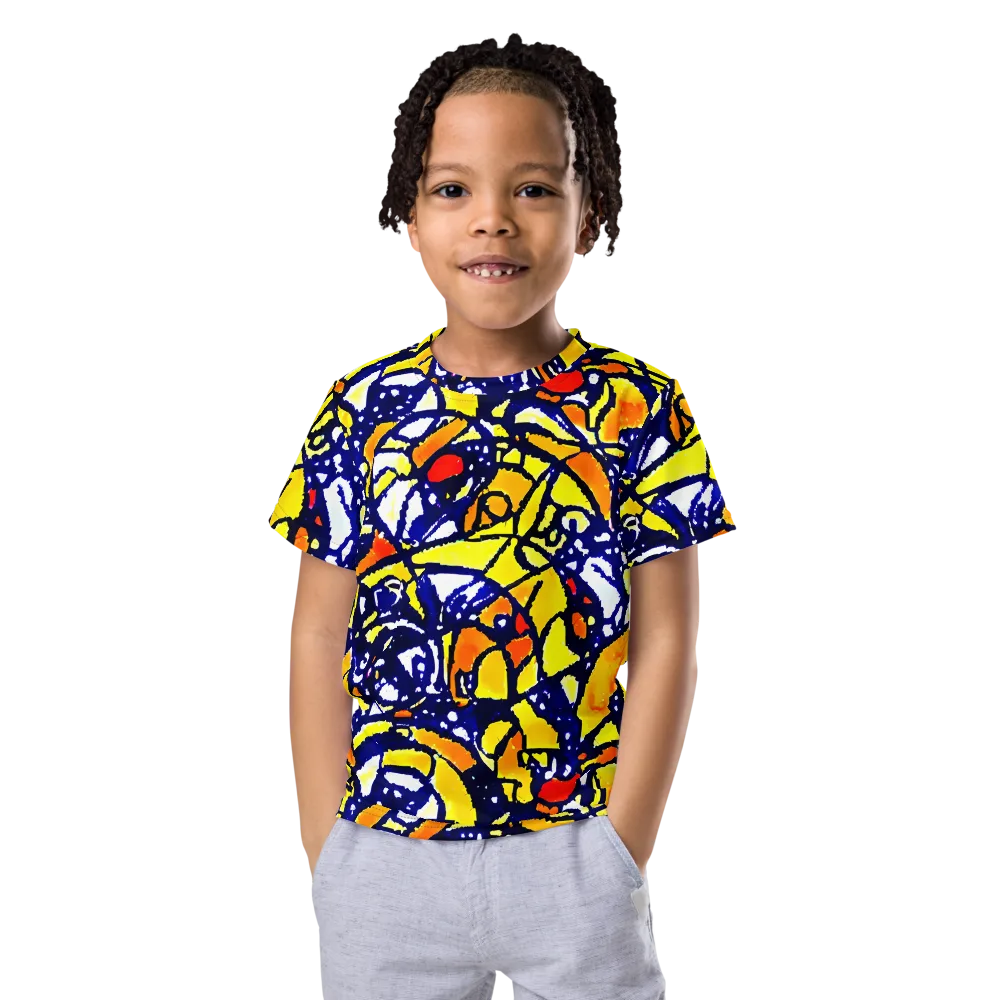 Electric Sunburst on Kids Crew Neck T-Shirt — Front