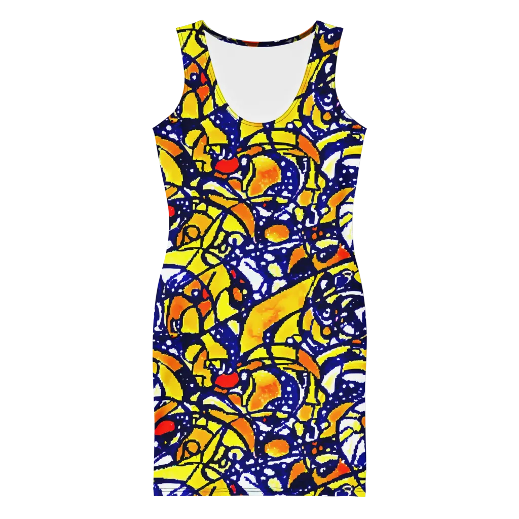Electric Sunburst on Bodycon Dress — Front