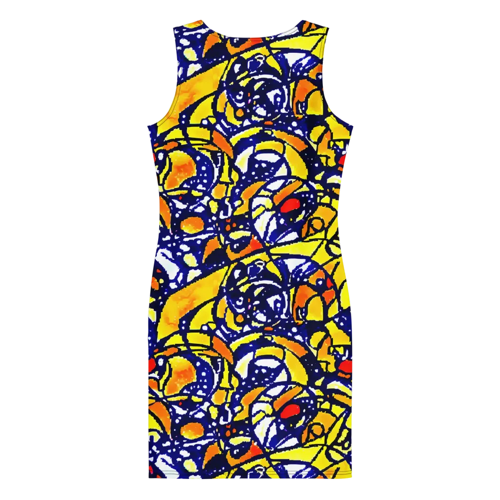 Electric Sunburst on Bodycon Dress — Back