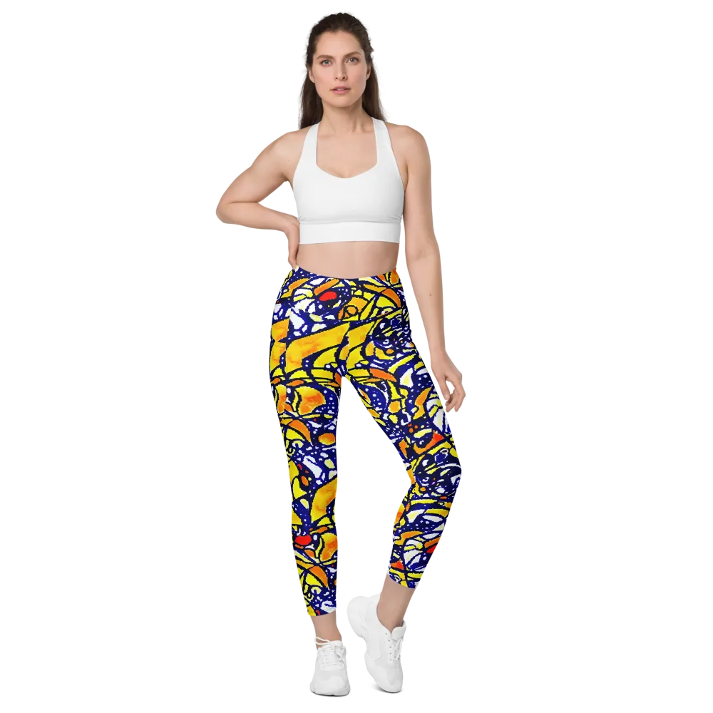 Electric Sunburst on Leggings with Pockets — Front