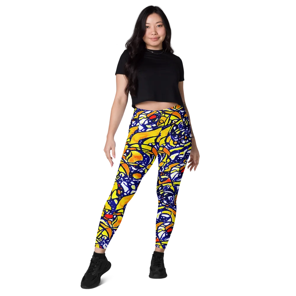 Electric Sunburst on Leggings with Pockets — Front