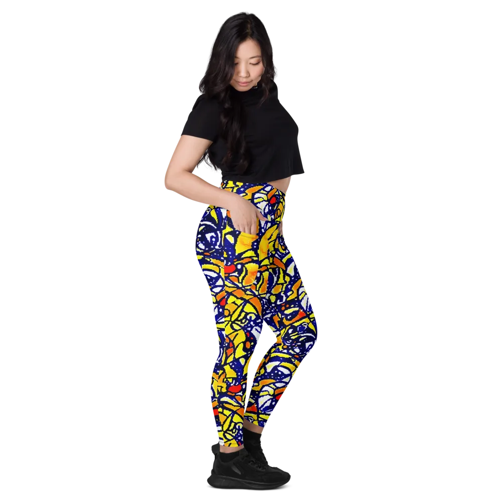 Electric Sunburst on Leggings with Pockets — Right