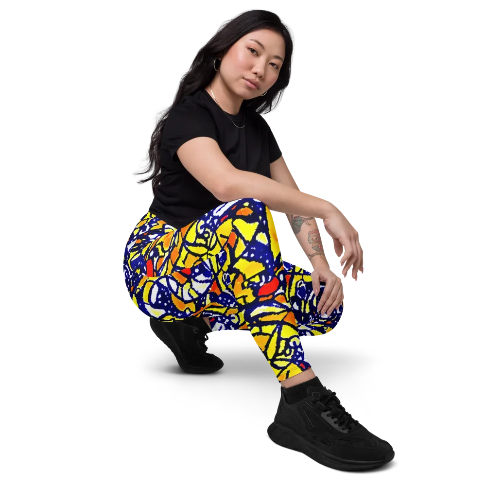 Electric Sunburst on Leggings with Pockets — Right Front