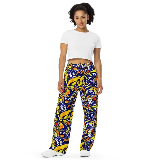 Electric Sunburst on a Wide-Leg Pants