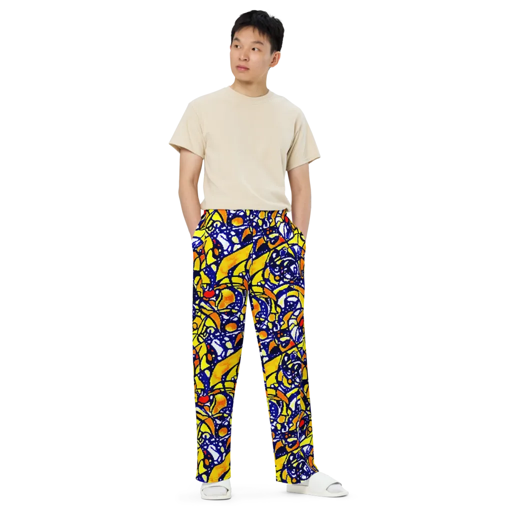 Electric Sunburst on Wide-Leg Pants — Front