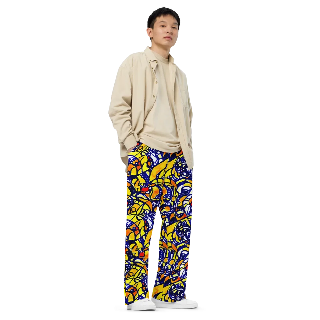 Electric Sunburst on Wide-Leg Pants — Right Front
