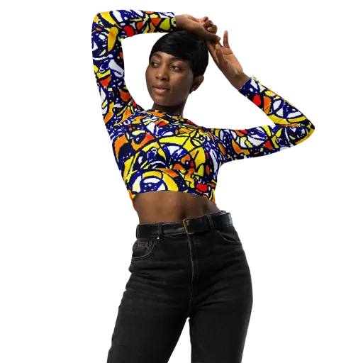 Electric Sunburst on a Long Sleeve Crop Top