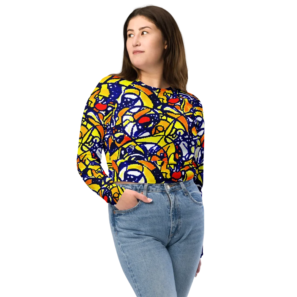 Electric Sunburst on Long Sleeve Crop Top — Front