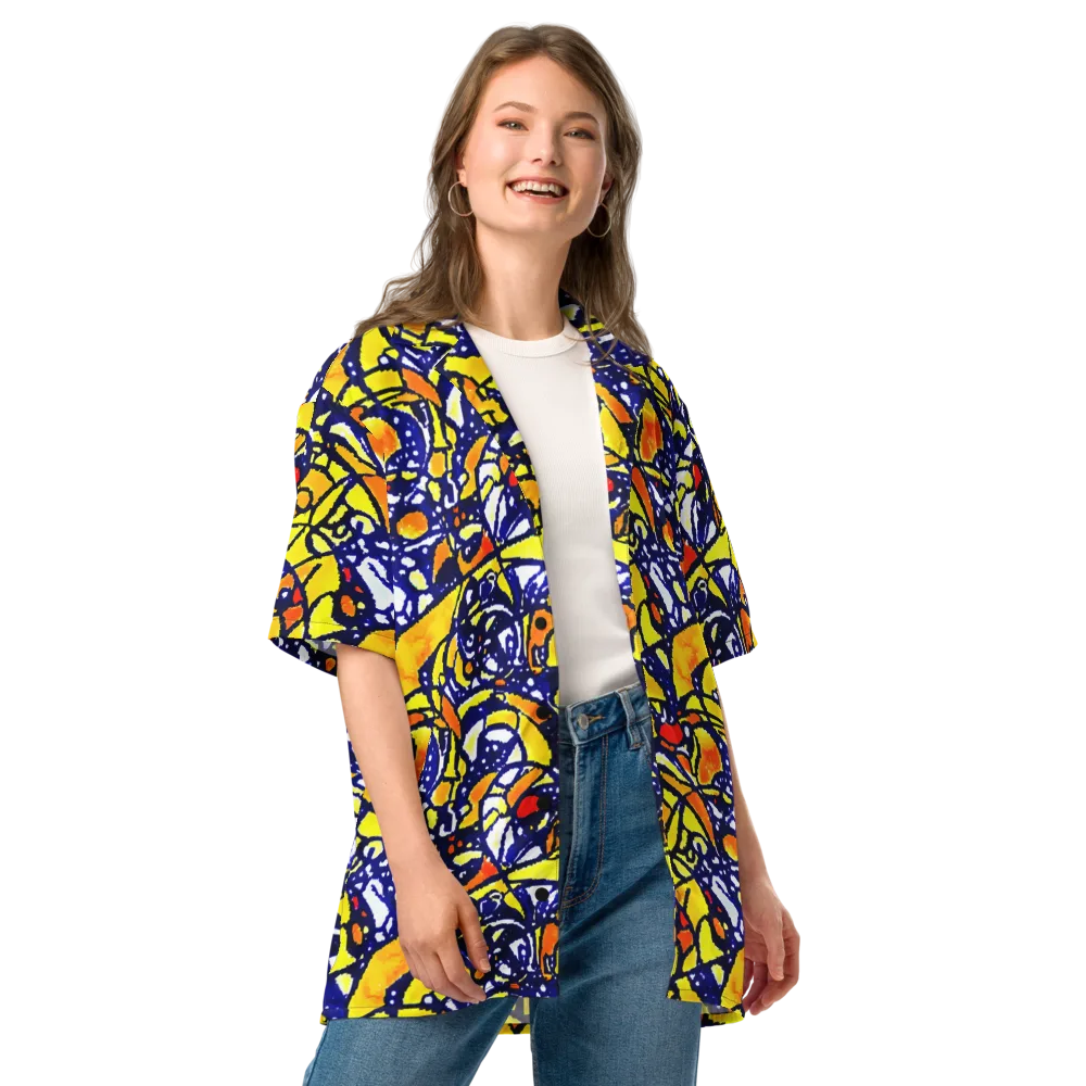 Electric Sunburst on Button Shirt — Front