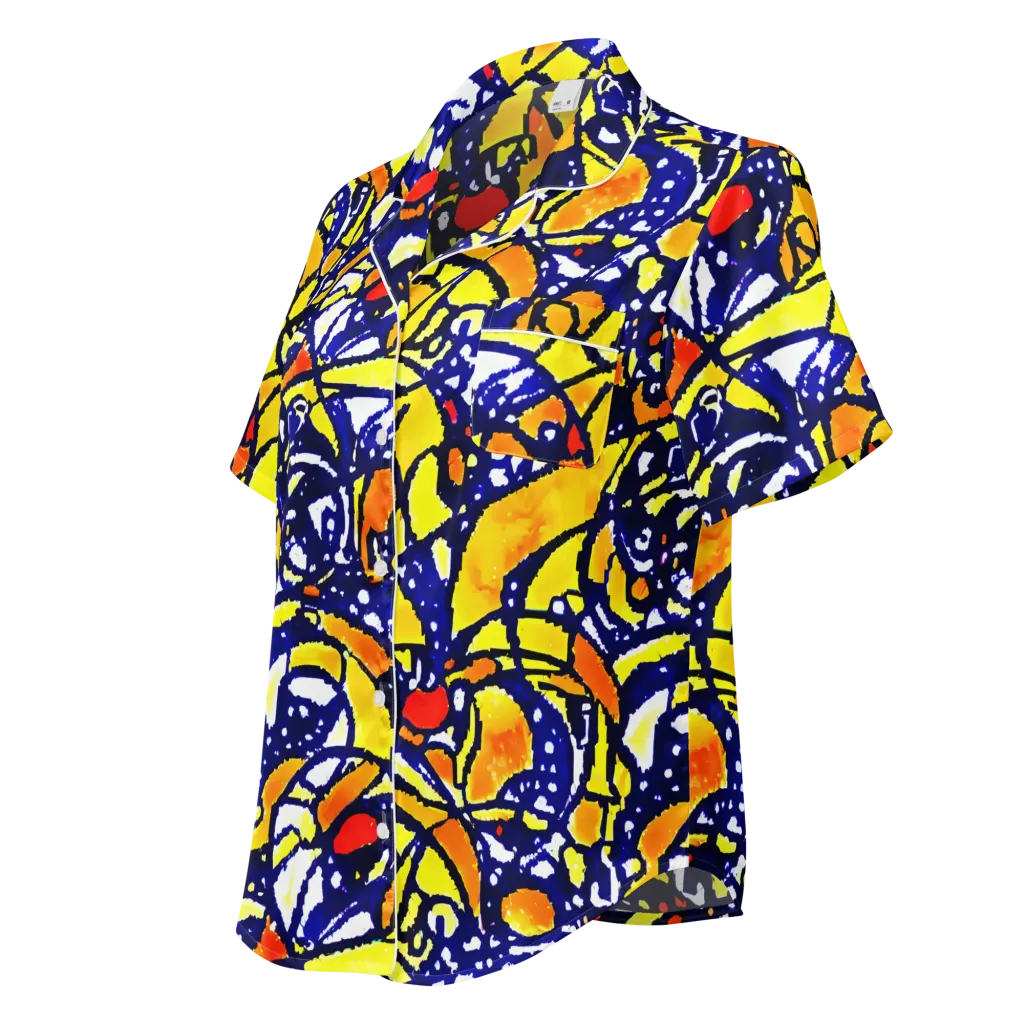 Electric Sunburst on Women's Short Sleeve Pajama Top — Left Front