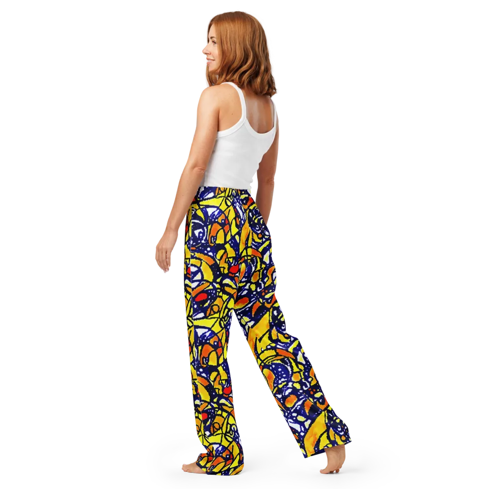 Electric Sunburst on Women's Pajama Pants — Back