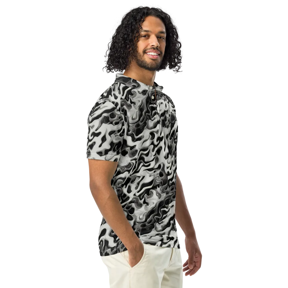 Silver Smoke on Men's Slim Fit Polo Shirt — Right Front