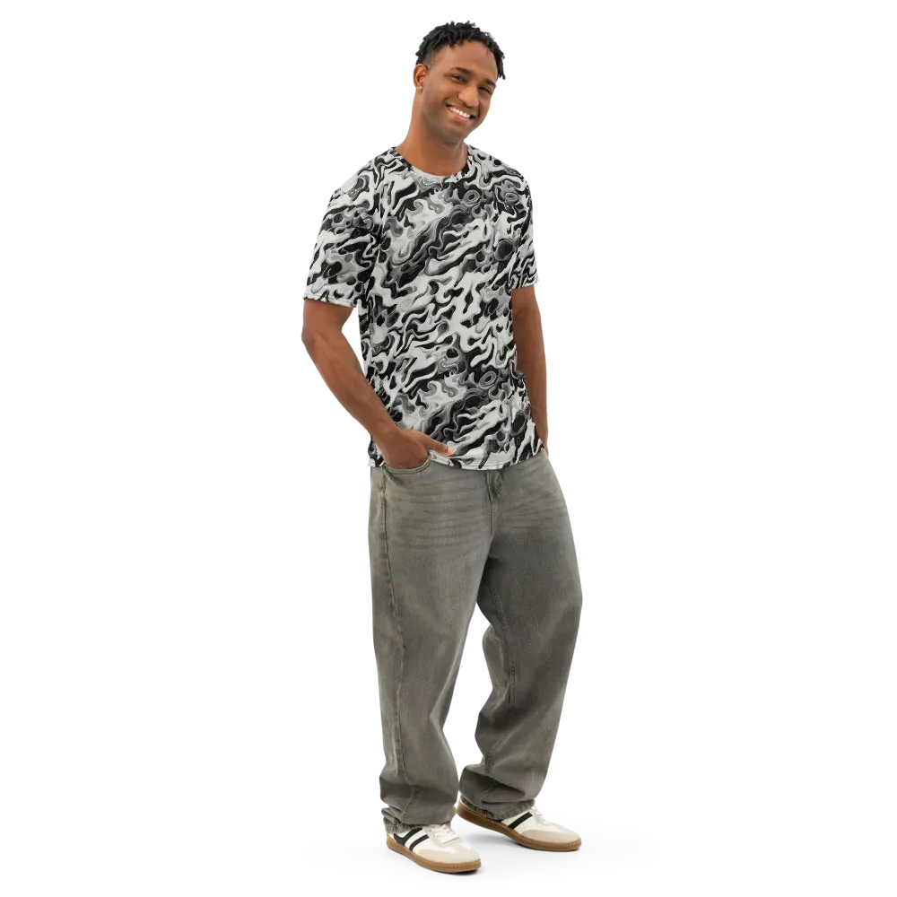 Silver Smoke on Men's Cotton Crew Neck T-Shirt — Right Front