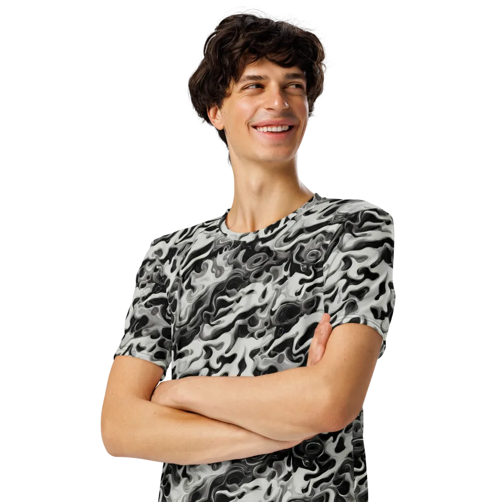 Silver Smoke on Men's Crew Neck T-Shirt — Left Front