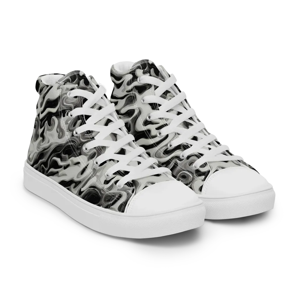 Silver Smoke on Men's High Top Canvas Shoes — Right Front