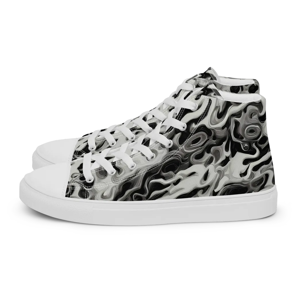 Silver Smoke on Men's High Top Canvas Shoes — Left