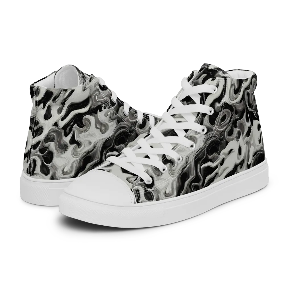 Silver Smoke on Men's High Top Canvas Shoes — Left