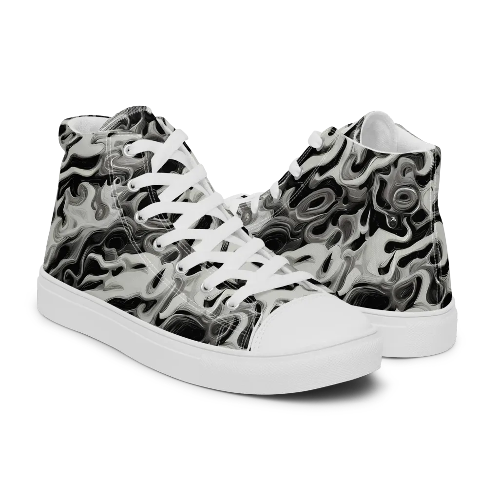Silver Smoke on Men's High Top Canvas Shoes — Right