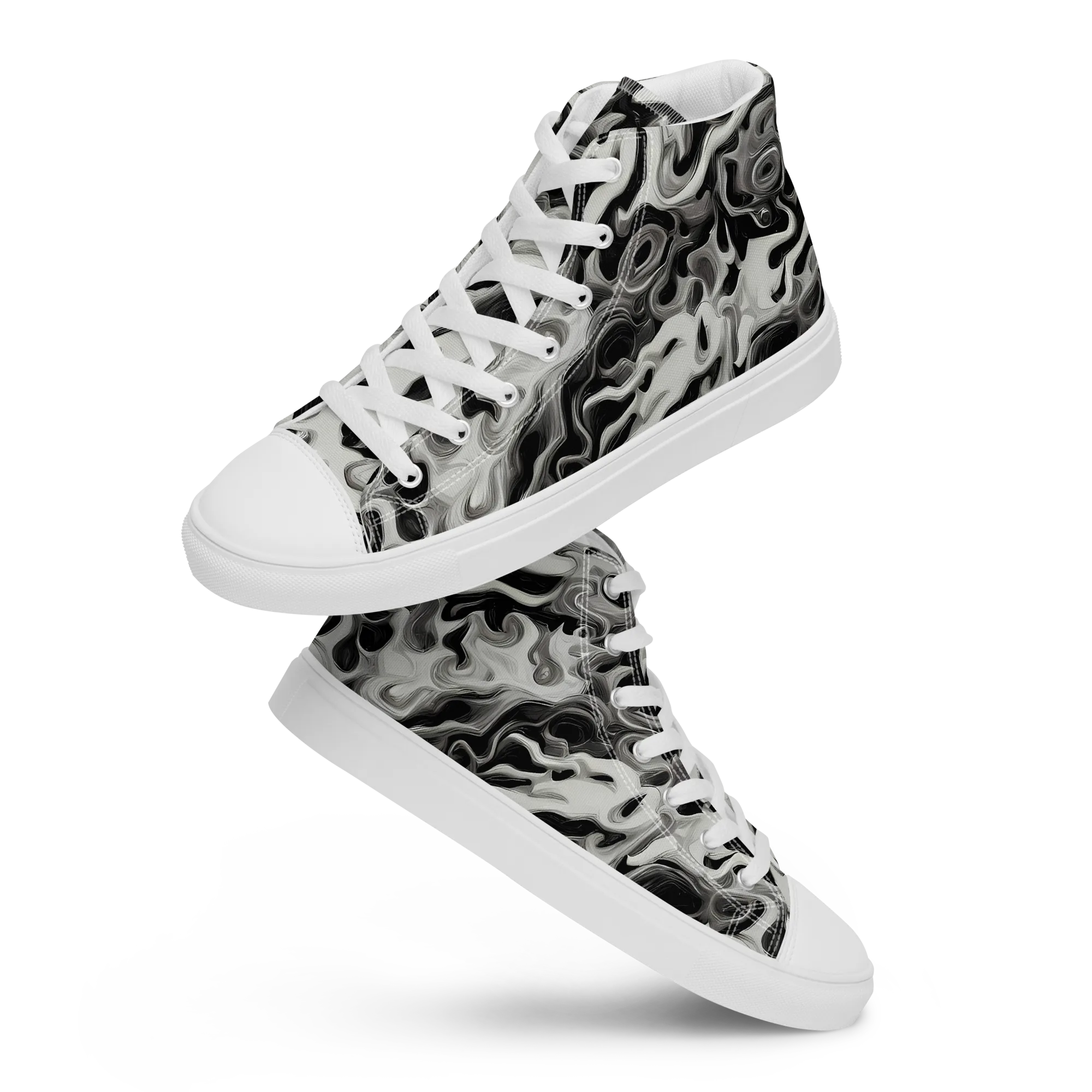 Silver Smoke on Men's High Top Canvas Shoes — Front