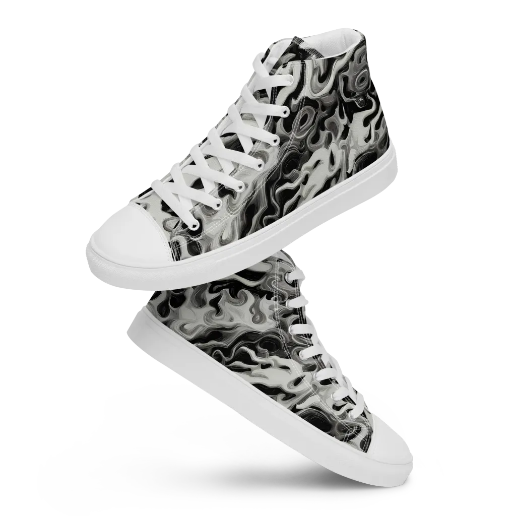 Silver Smoke on Men's High Top Canvas Shoes — Front
