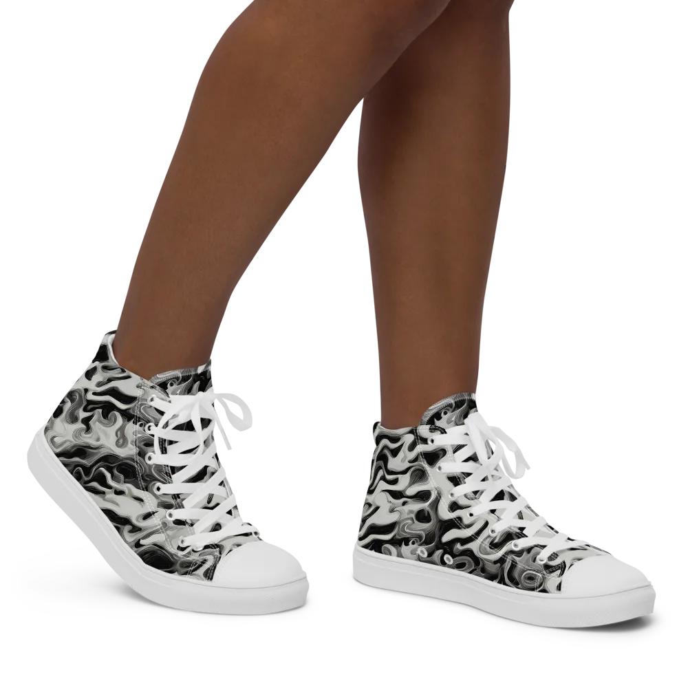 Silver Smoke on Women's High Top Canvas Shoes — Right