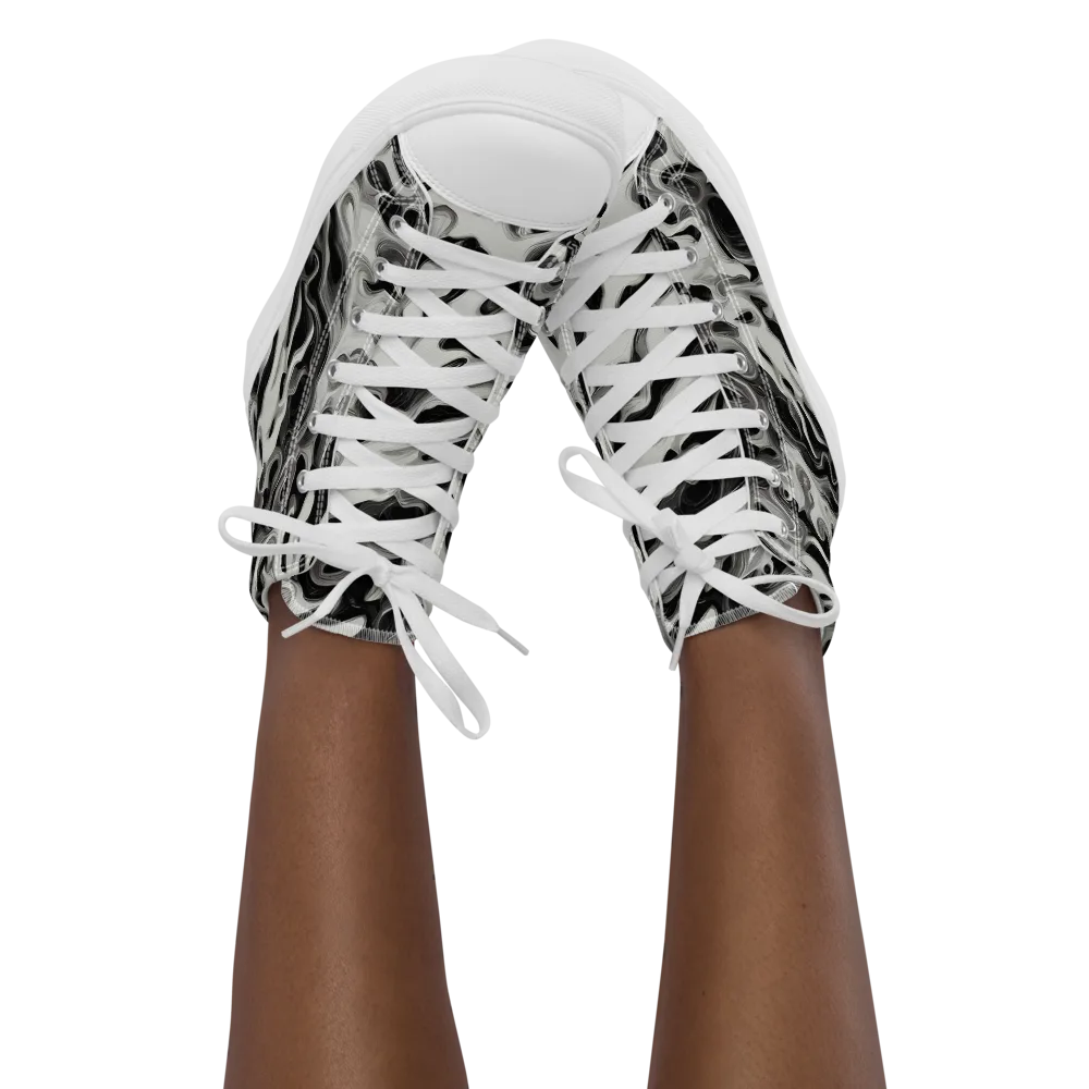 Silver Smoke on Women's High Top Canvas Shoes — Front