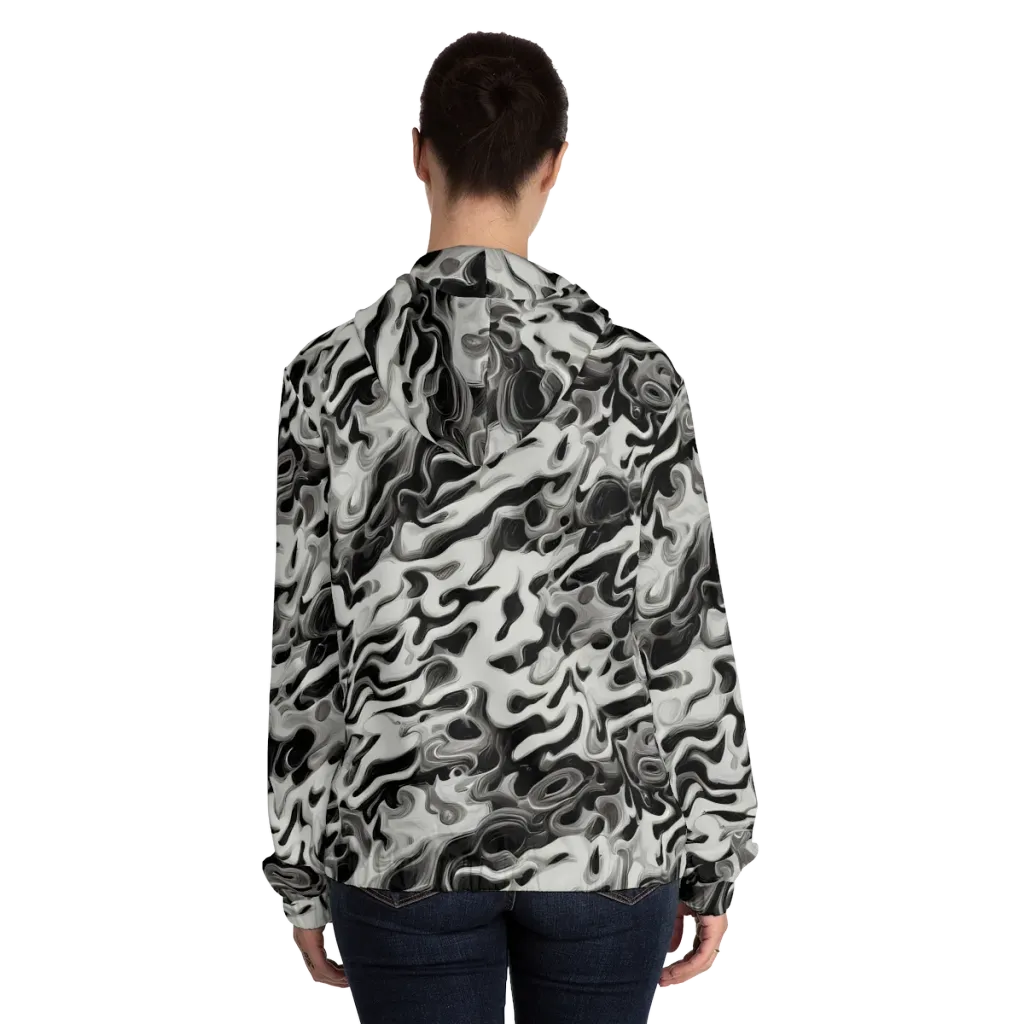 Silver Smoke on Women's Full-Zip Hoodie — Back On Person
