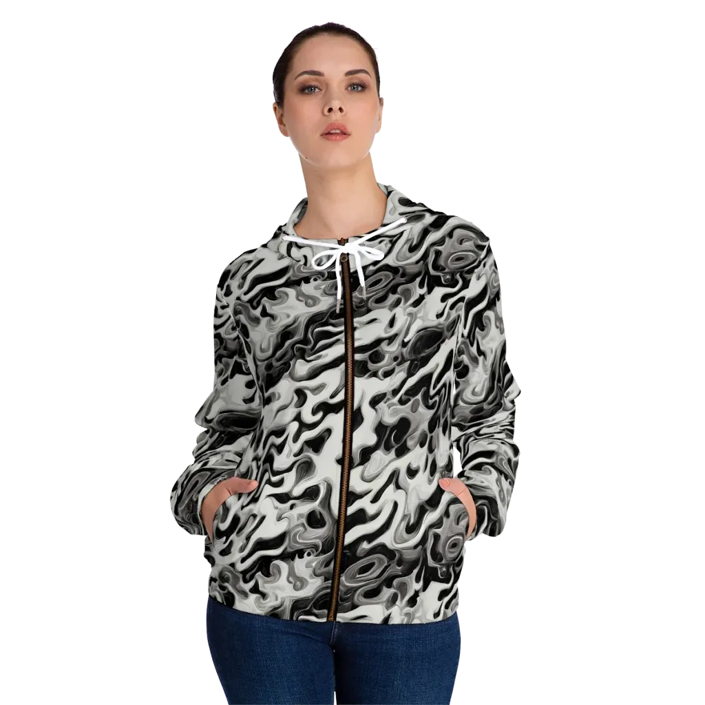 Silver Smoke on Women's Full-Zip Hoodie — Front On Person
