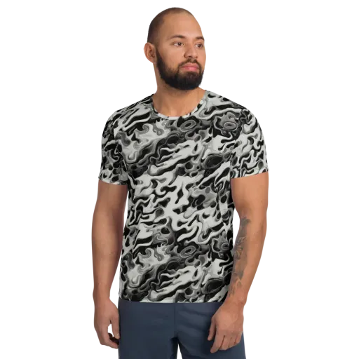 Silver Smoke on a Men's Athletic T-Shirt