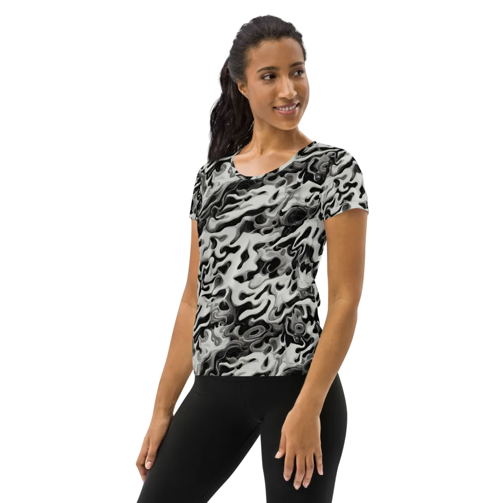 Silver Smoke on Women's Athletic T-Shirt — Left