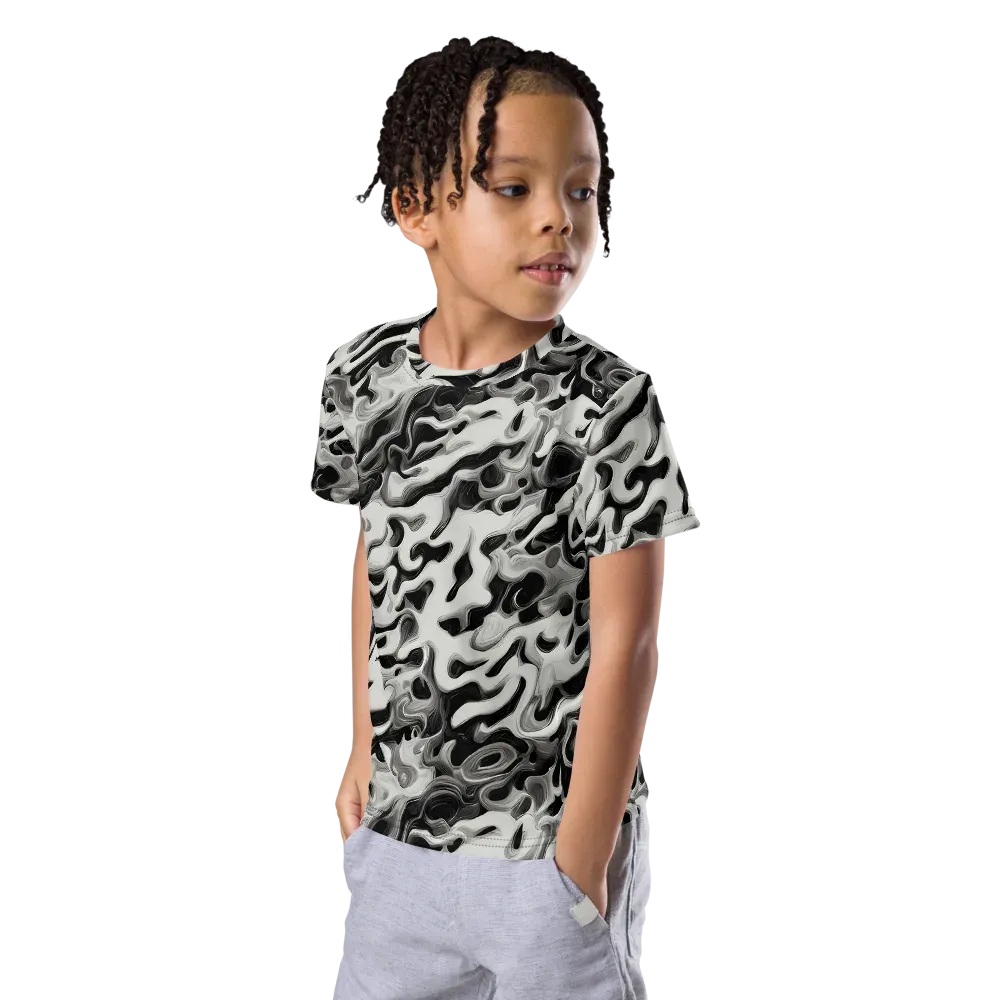 Silver Smoke on Kids Crew Neck T-Shirt — Left Front