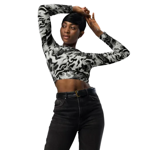 Silver Smoke on a Long Sleeve Crop Top