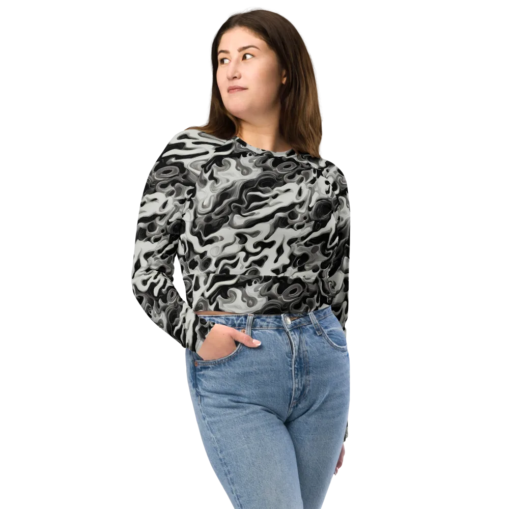 Silver Smoke on Long Sleeve Crop Top — Front