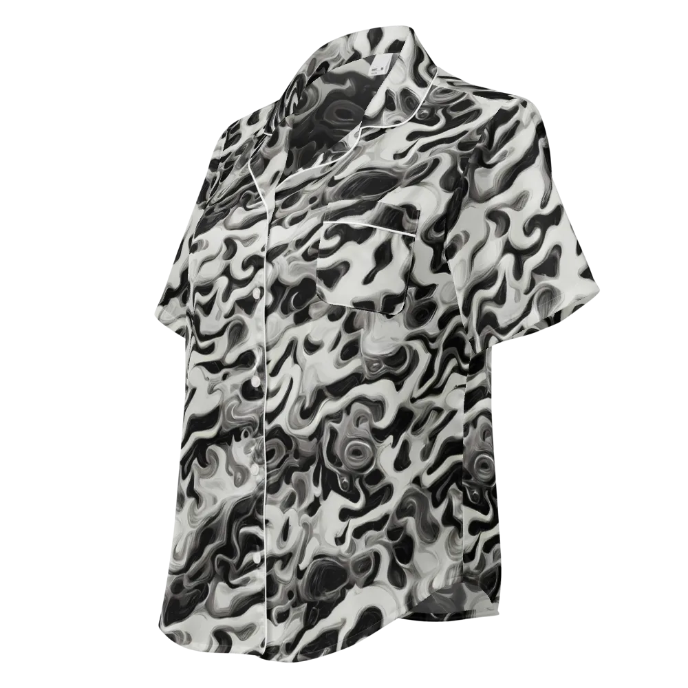 Silver Smoke on Women's Short Sleeve Pajama Top — Left Front