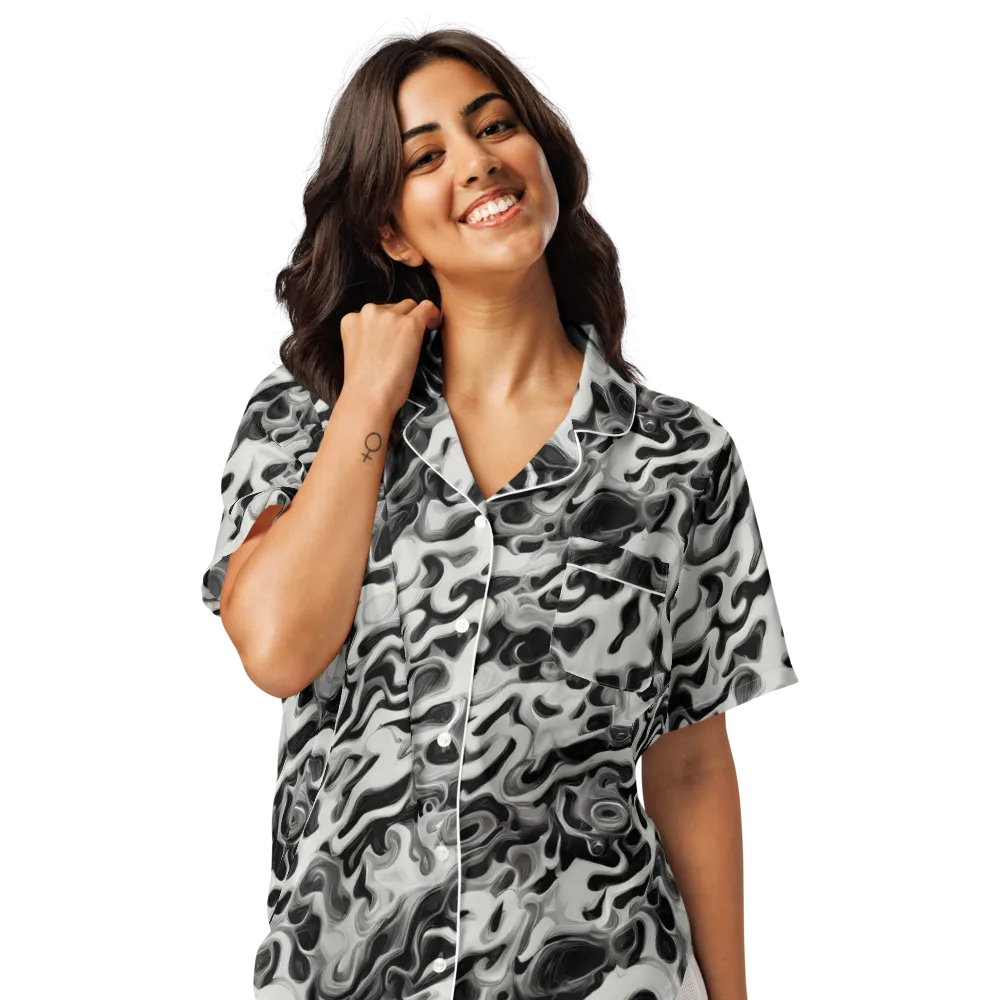 Silver Smoke on Women's Short Sleeve Pajama Top — Front