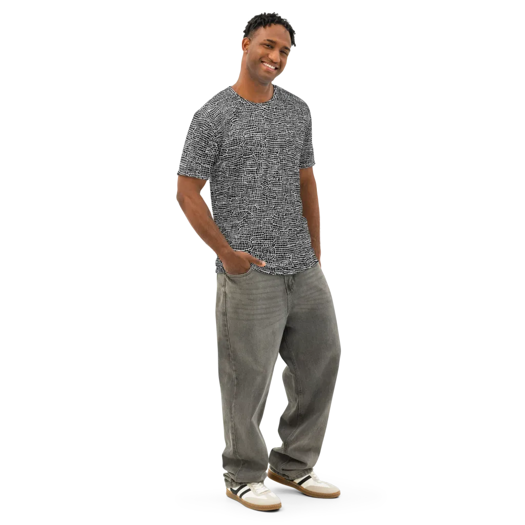 Gridstorm on Men's Cotton Crew Neck T-Shirt — Right Front