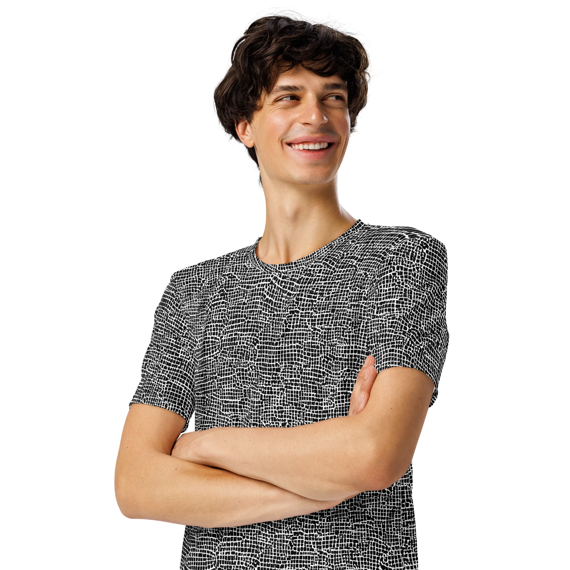 Gridstorm on Men's Crew Neck T-Shirt — Left Front