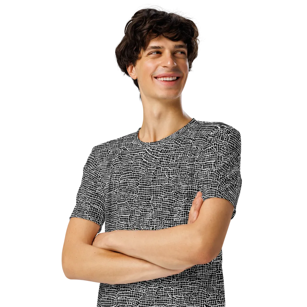 Gridstorm on Men's Crew Neck T-Shirt — Left Front