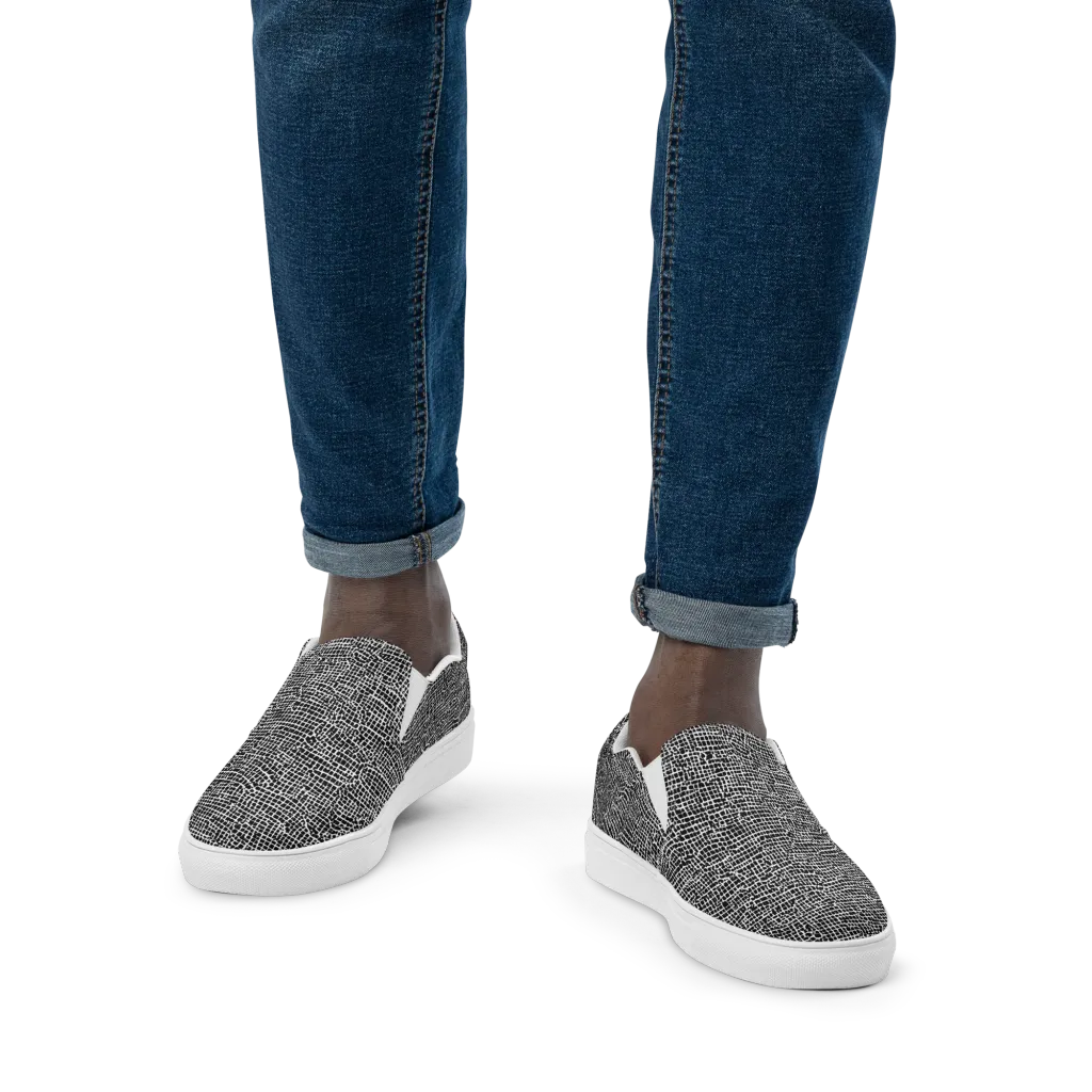 Gridstorm on Men's Slip-On Canvas Shoes — Front