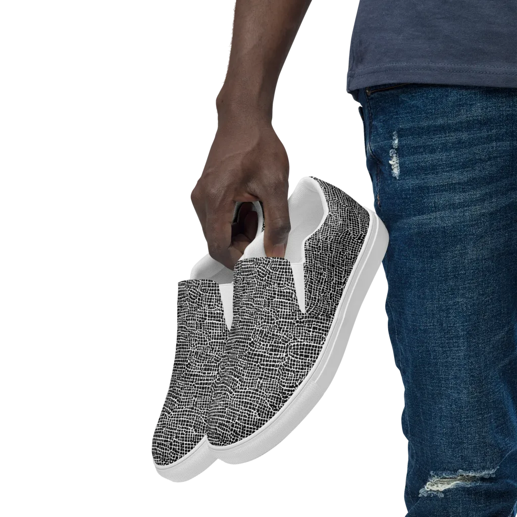 Gridstorm on Men's Slip-On Canvas Shoes — Left Front