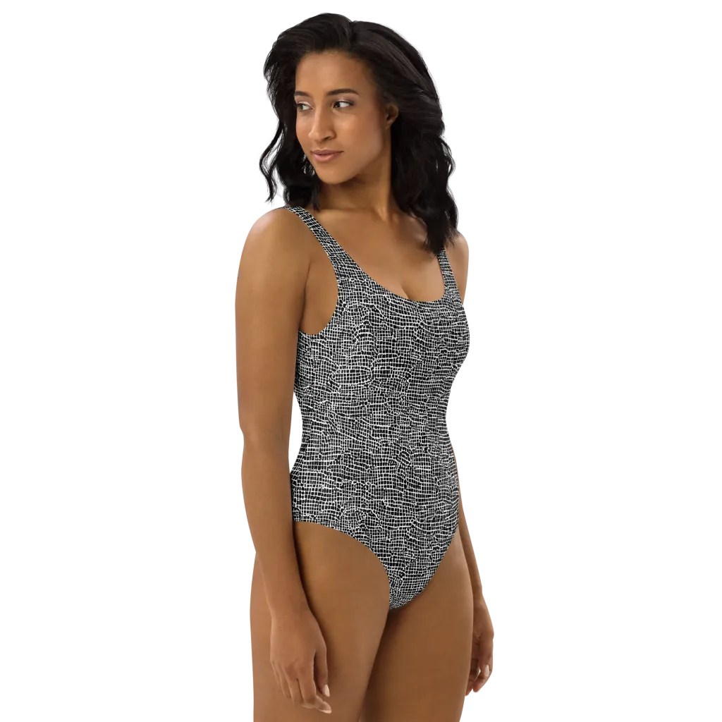 Gridstorm on One-Piece Swimsuit — Right