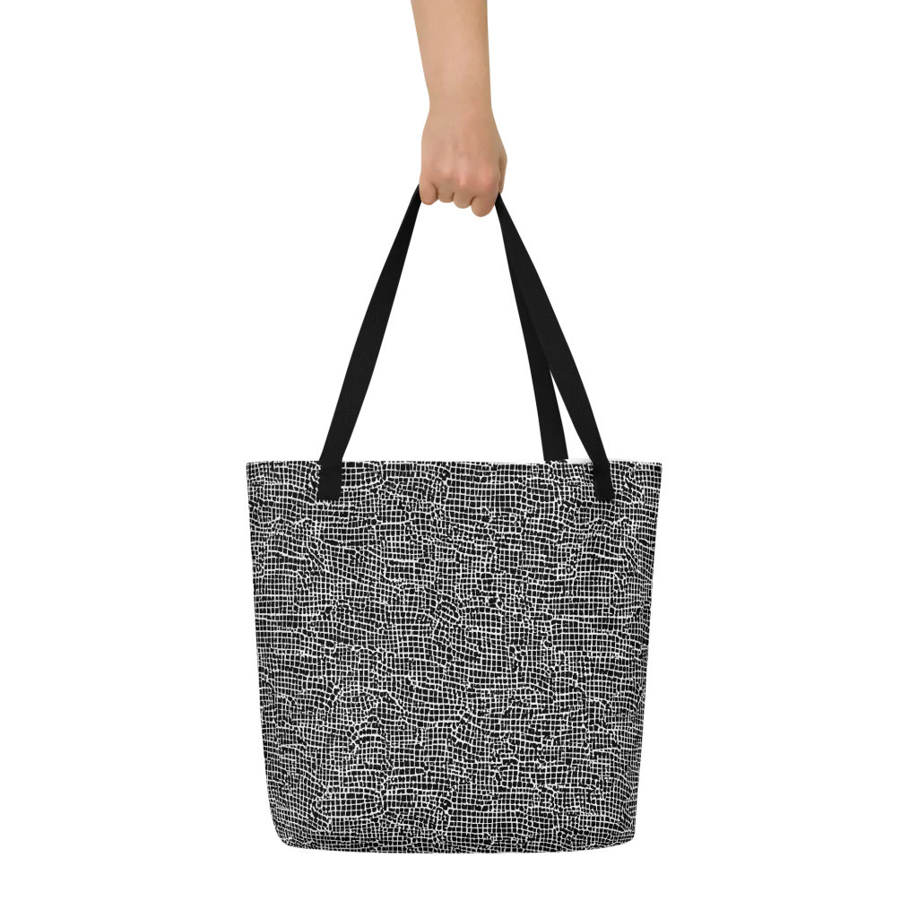 Gridstorm on Large Tote Bag W/ Pocket — Front
