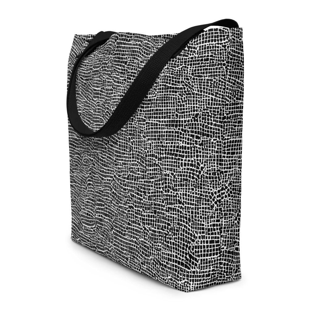 Gridstorm on Large Tote Bag W/ Pocket — Front