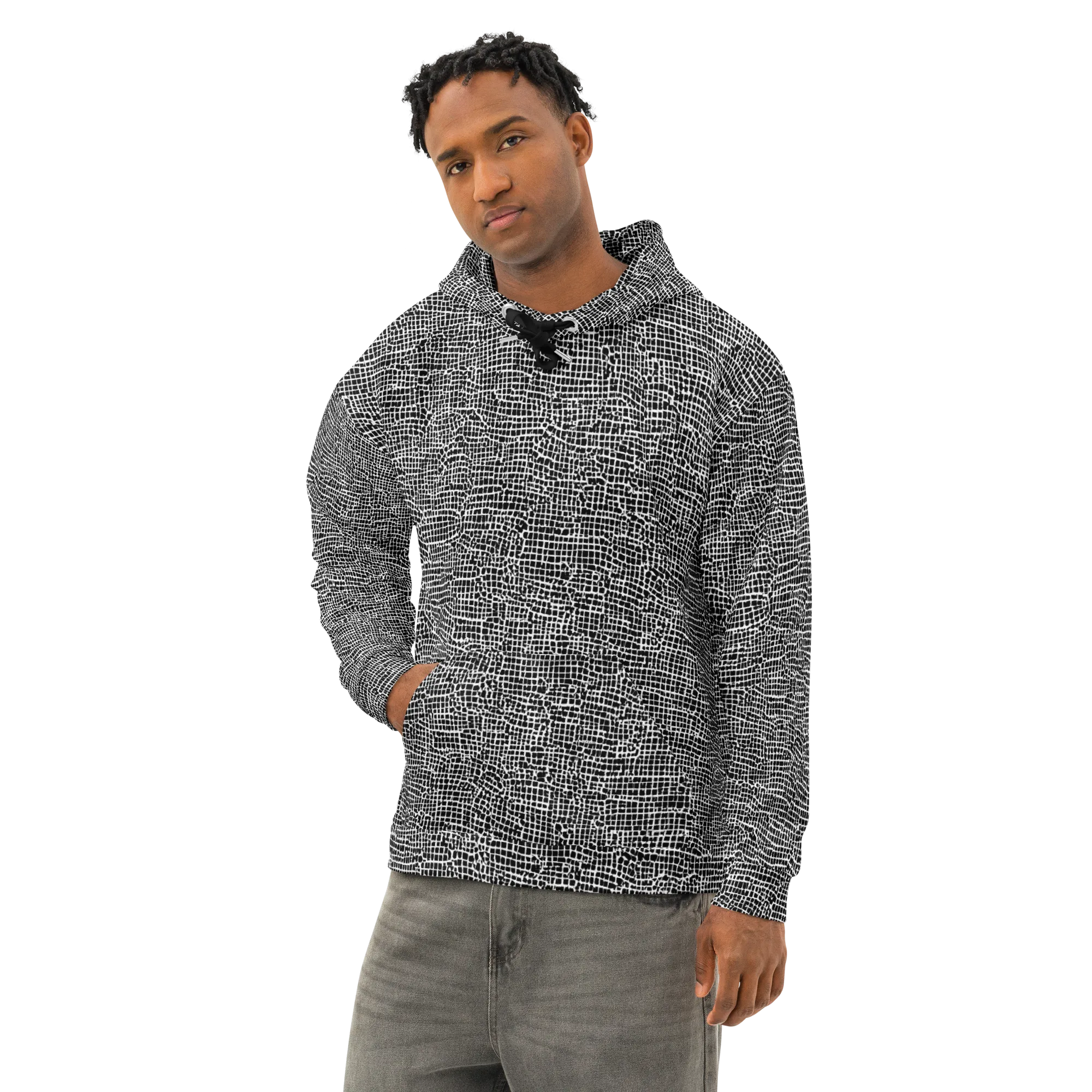 Gridstorm on Cotton Hoodie — Left Front