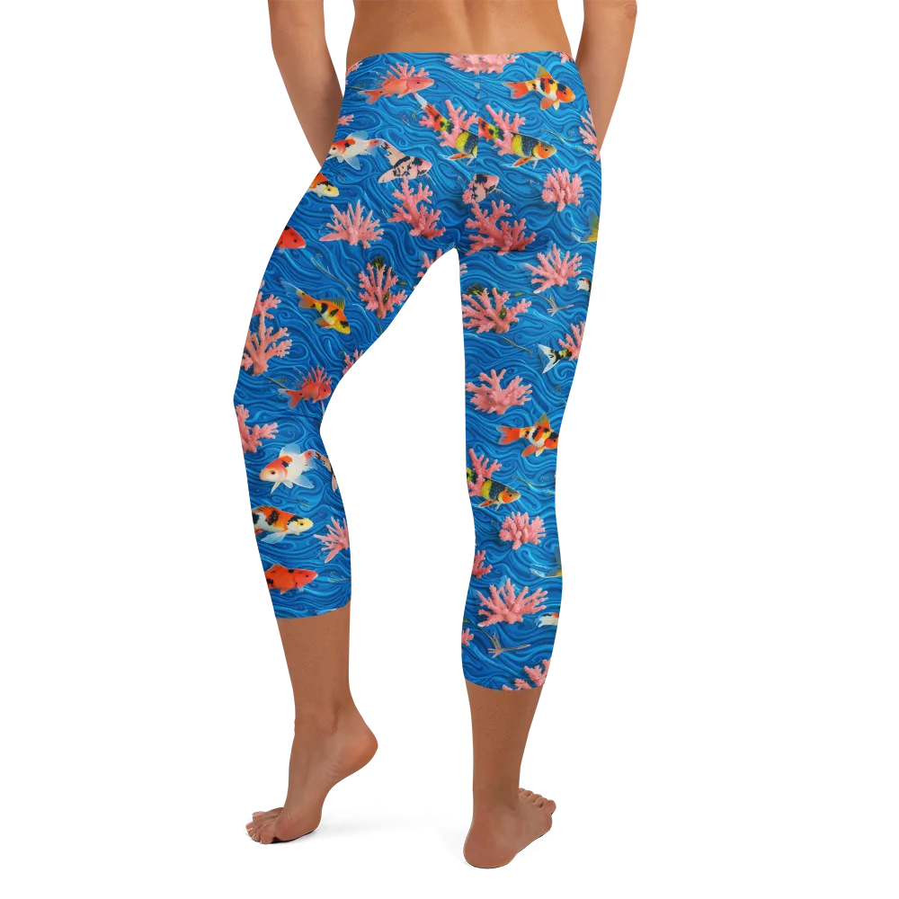 Neon Reef on Capri Leggings — Back